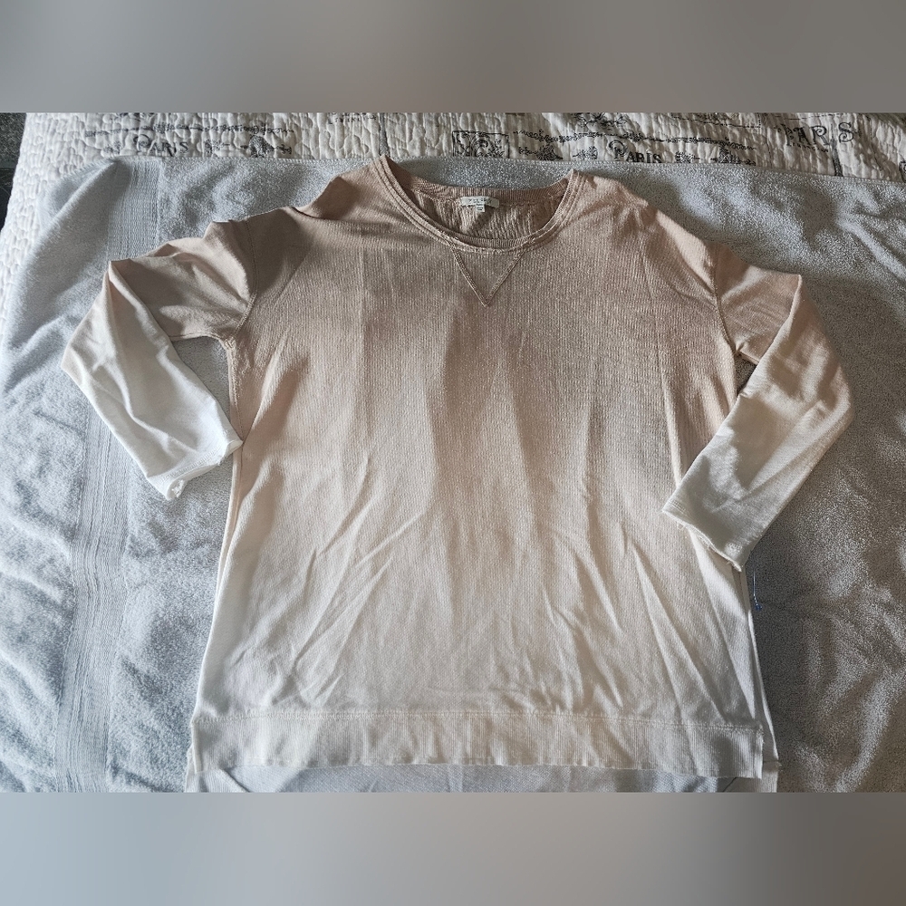 Z SUPPLY Beige White Ombré Sweatshirt Top Size S Soft Cotton Blend Pullover